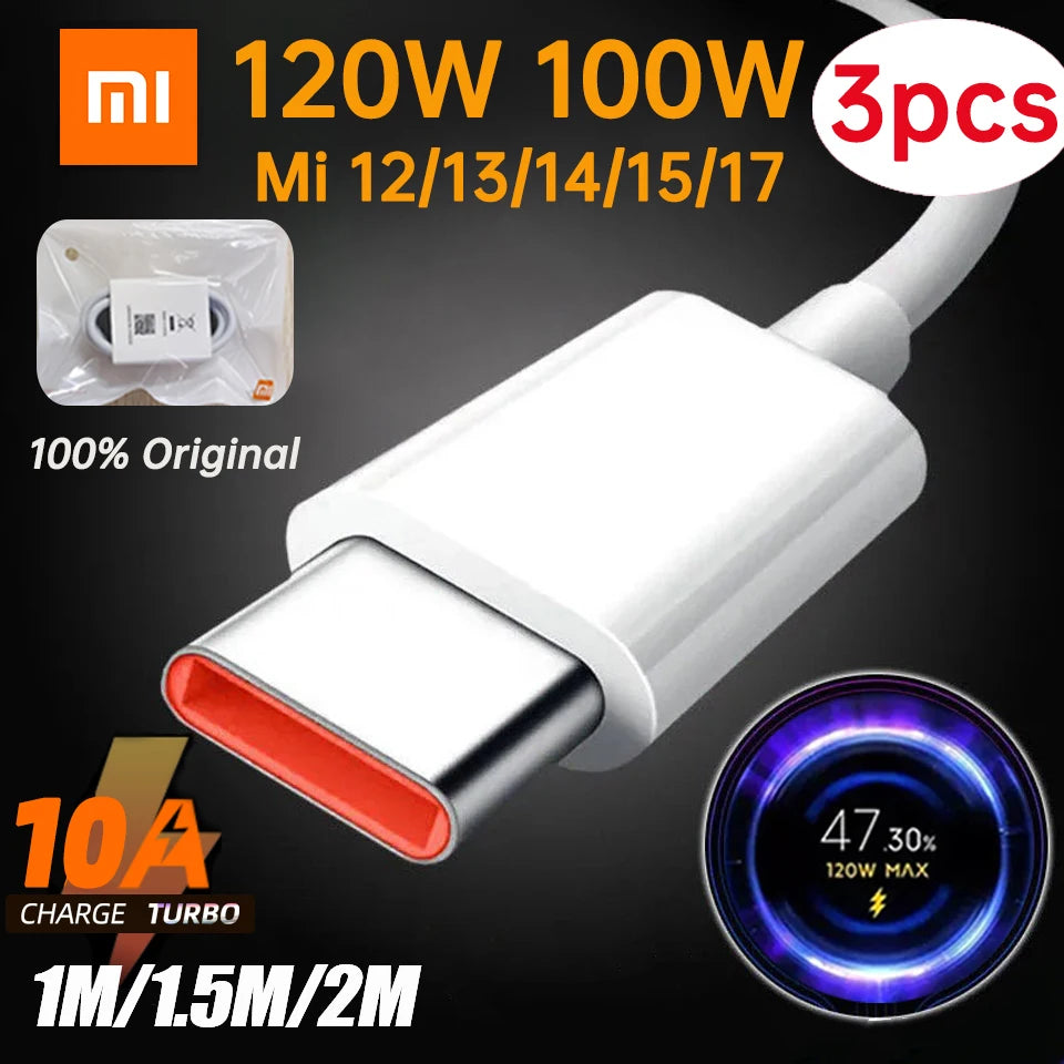 XIAOMI Original Usb Type C Cable 120W 100W 90W 67W 45W Turbo Fast Charger Mi 17 15 14 13 12 T Pro Ultra Poco F8 X8 X7 Redmi Note
