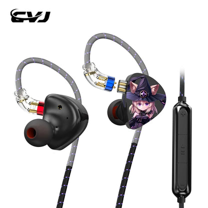 CVJ Night Elf IN Ear Monitors Earphones DLC 3DD Dual-Channel Three-unit HIFI IEM With QDC Silver-Plated Cable 3.5mm Metal Plug