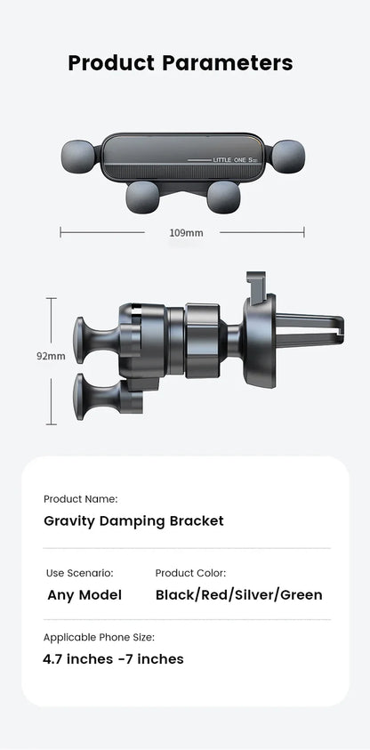 Gravity Car Phone Holder Air Vent Mount Cell Phone Holder in Car Mobile Support For iPhone16 15 14 13 12 Xiaomi GPS Stand