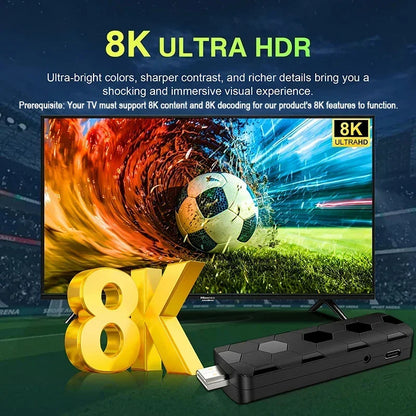 Android 16 4K/8K UHD Streaming TV Stick 8GB+128GB Storage WiFi6 Bluetooth Friendly UI Home Theater Player For Netflix YouTube
