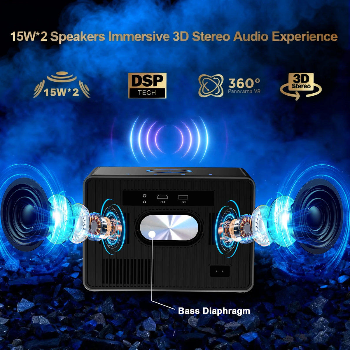 HORLAT Sealed Optical Google TV Projector 3500ANSI Bluetooth Voice Control Auto Focus WiFi 6 4K UHD Home Theater Movie Projector