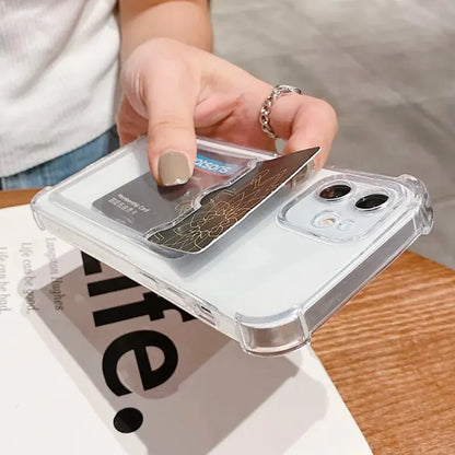 Thick Shockproof Card Bag Wallet Clear Phone Case For Samsung S26 S25 S24 Ultra S20 S21 S22 S23 Fe S 24 Plus 5G Soft Cover Cases