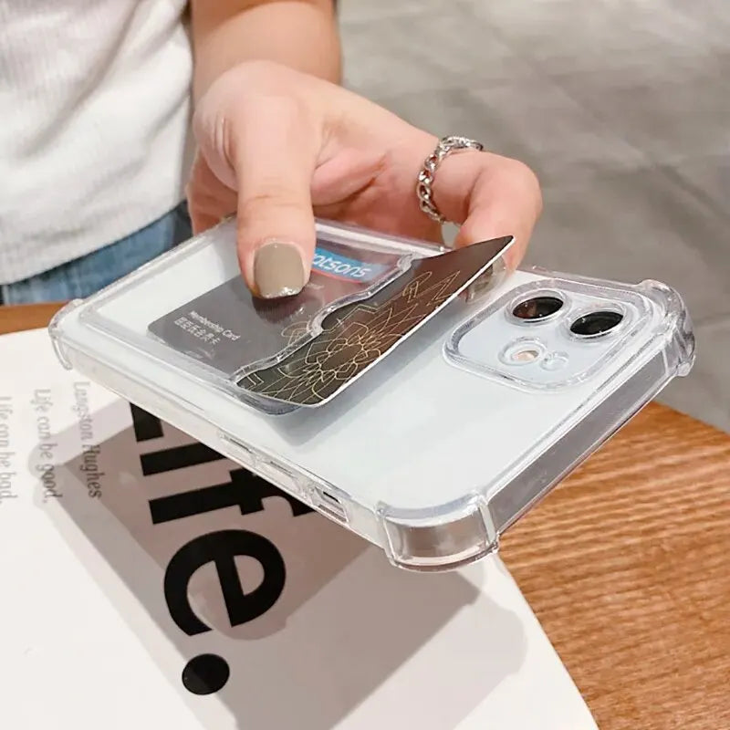 Thick Shockproof Card Bag Wallet Clear Phone Case For Samsung S26 S25 S24 Ultra S20 S21 S22 S23 Fe S 24 Plus 5G Soft Cover Cases