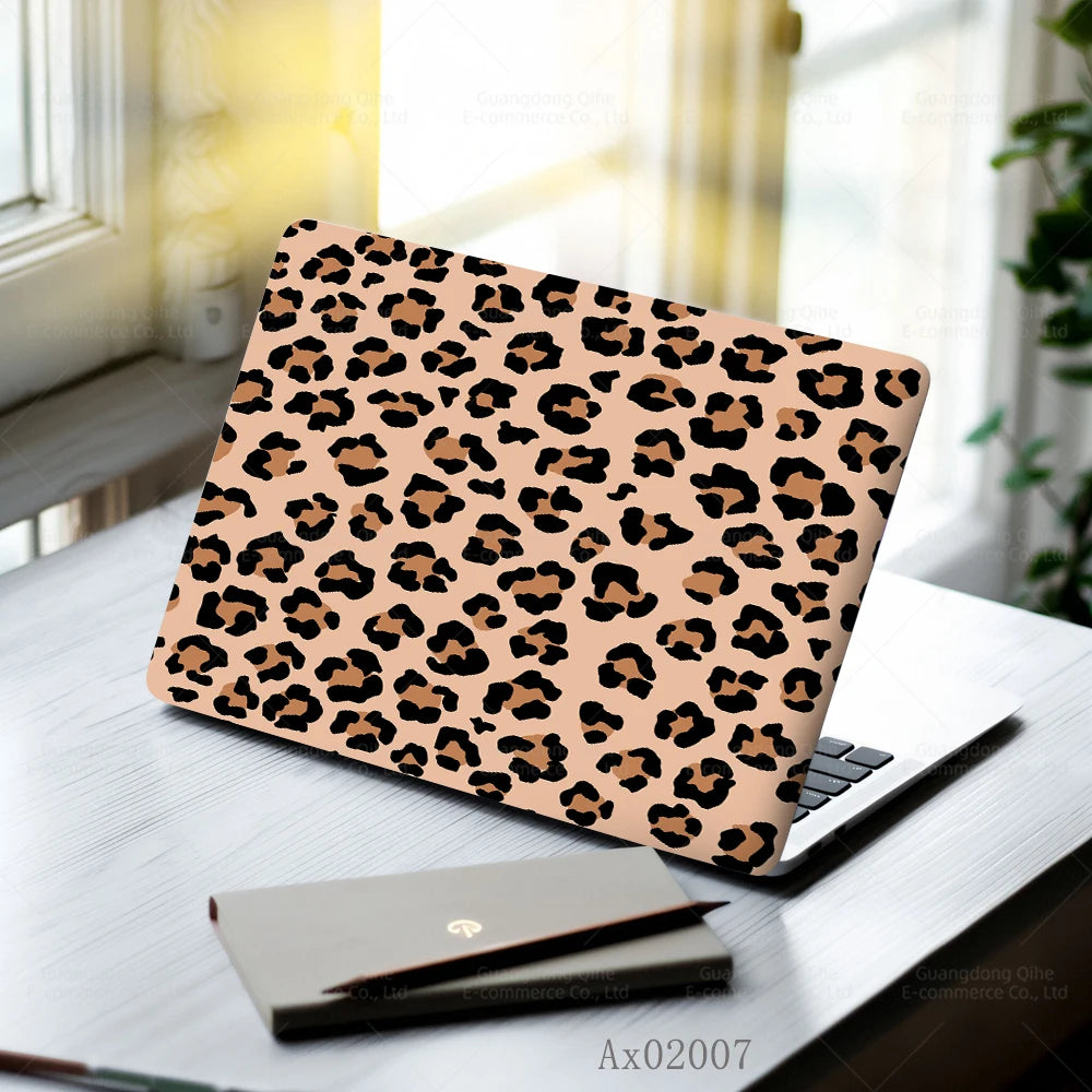 2 pcs Aesthetic Light Leopard Laptop Stickers Set Self-Adhesive Removable Laptop Covers for MacBook Notebook Protective Skins