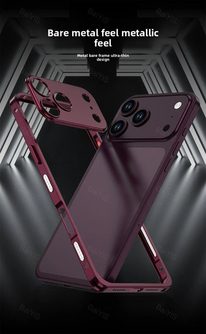 Luxury Metal Alloy Lens Protector Frame Phone Case For iPhone 18 17 16 15 14 13 Pro Max Plus Heat Dissipation Shockproof Cover