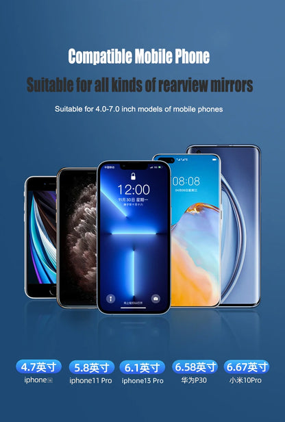 Universal Magnetic Car Mirror Mobile Phone Holder – 360° Rotation, Adjustable – For Car Navigation