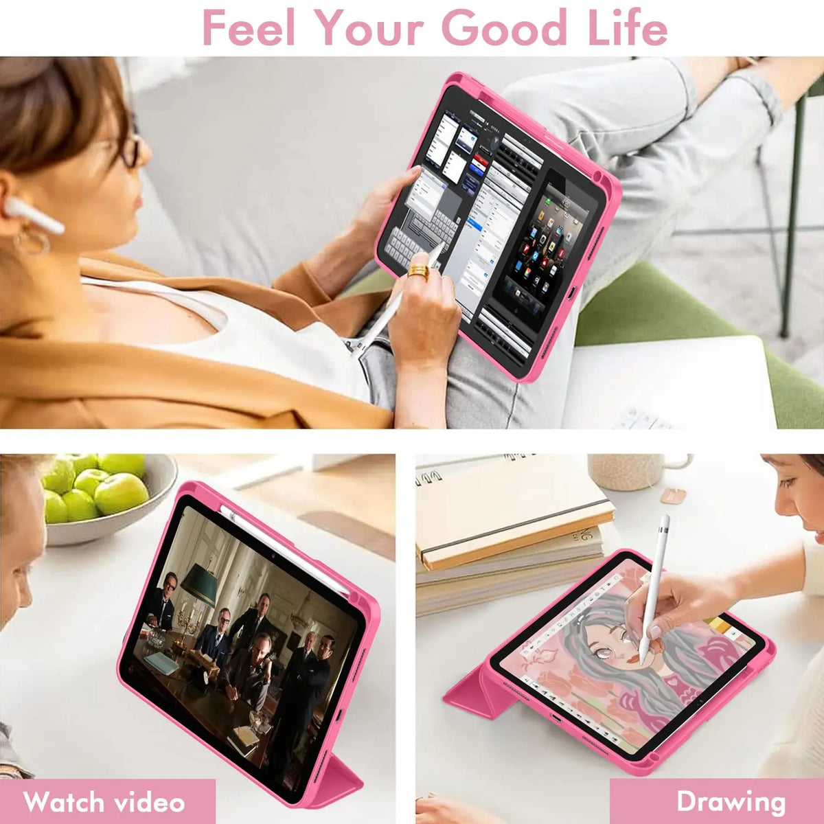 Case for iPad 10th Gen 2022 /(A16)11th Gen 2025,Auto Sleep/wake,Slim Tri-fold Stand TPU Back Protective Cover with Pencil Holder