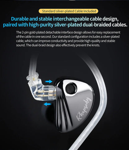 CCA Rhapsody4 Dynamic Coil 8 Dynamic Iron Coil High Quality HIFI Detachable Cable In Ear Noise Reduction Wired Earphones
