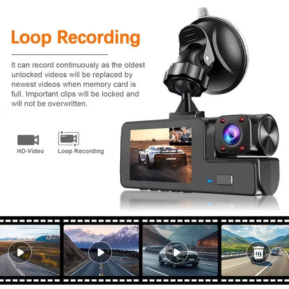 2 Camera Dash Cam W/ IR Night Vision Loop Recording & 2" IPS Screen 1080P ， DVR recorder, video recorder, Vehicle DVR