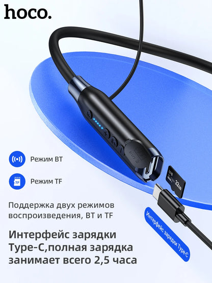 HOCO ES62 Neckband Earphones Bluetooth 5.3 Sport Headsets Support TF Card Playback 120 Hours Long Battery Life For Mobile Phone