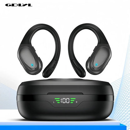 Bluetooth 6.0 Ear Hook Headphones TWS Wireless Earphones HiFi Stereo Waterproof Headsets LED Display Long Standby Button Earbuds