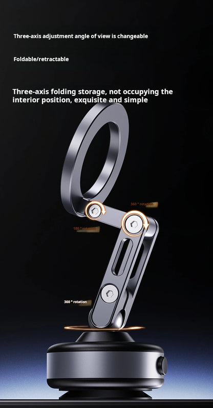 Magnetic Vacuum Adsorption Car Mount Mobile Phone Holder Foldable 360 Degree Rotation Aluminum Alloy Suitable for Smartphones