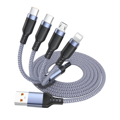 Multi USB Charging Cable (3A) USB Cable 4 in 1 Fast Charging Cord Adapter for iphone Android Phones Tablets and More