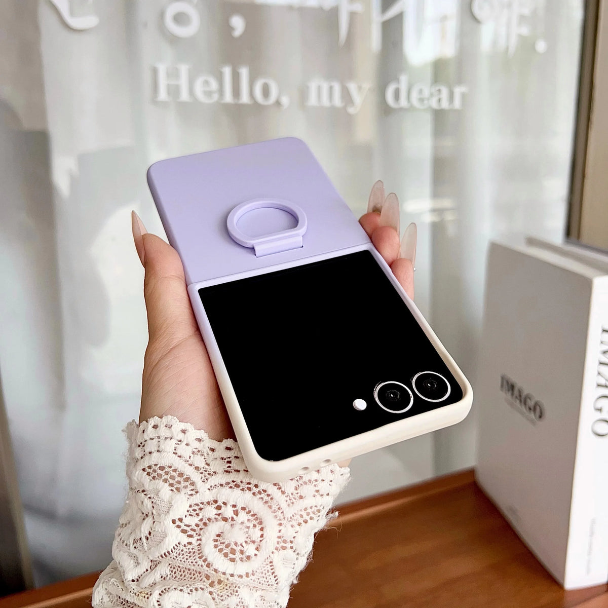 Hot Skin Feel Glass Case for Samsung Galaxy Z Flip 7 FE Fold Business Fashion Ring Hinge Protective Cover for Flip5 Flip6 Cases