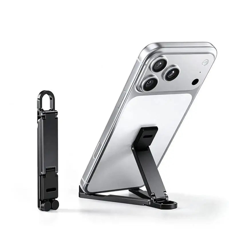 (.) Mini Foldable Keychain Phone Stand Multi-Angle Adjustable Lightweight Hands-Free Cell Phone Holder For Travel Desk