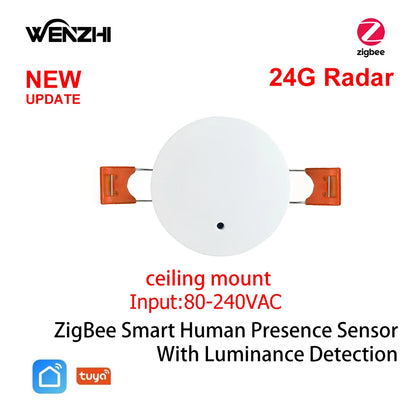 Wifi/ZigBee3.0 5.8/2.4G MmWave Human Presence Motion Sensor With Luminance/Distance Detection Tuya Smart Life Home Automation