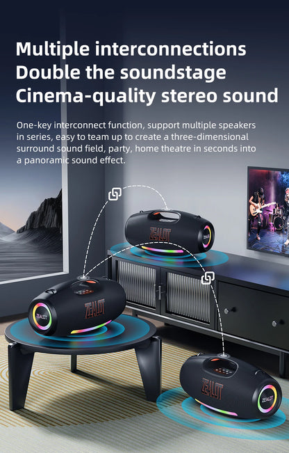 ZEALOT S89 Wireless Speaker 250W Portable Outdoor with RGB Color Lights Long 48000mAh Battery up to 8 Hours Playtime