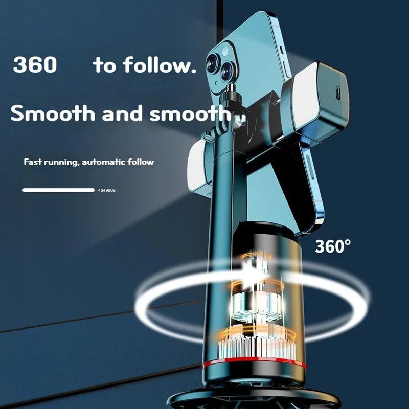FANGTUOSI 360° Rotation Gimbal Stabilizer Tripod Selfie Stick Desktop Face Tracking With Bluetooth Remote Shutter Light Holder