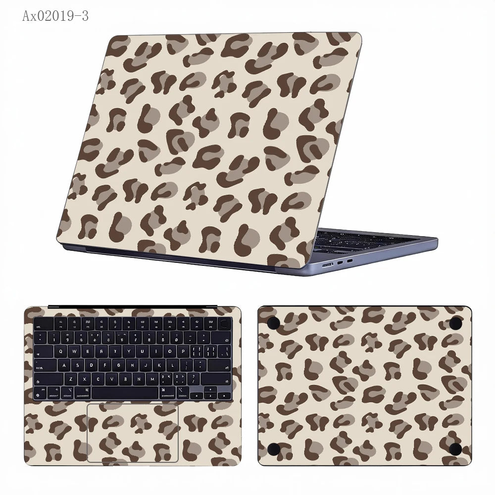2 pcs Aesthetic Light Leopard Laptop Stickers Set Self-Adhesive Removable Laptop Covers for MacBook Notebook Protective Skins