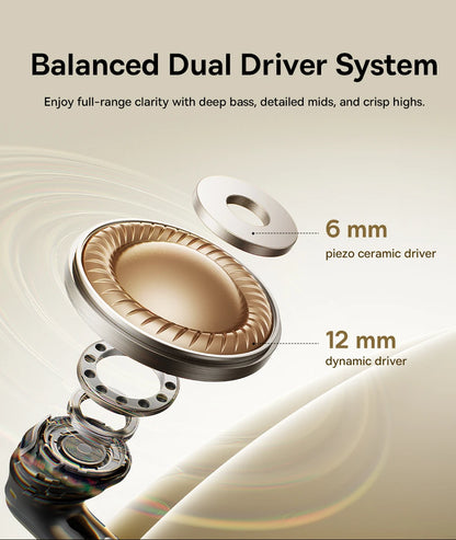 Baseus Bowie MS1 -55dB Adaptive ANC Earbuds Semi-In-Ear Wireless Bluetooth 6.0 Earphones Stable Fit Ear Hi-Res Audio Headphone