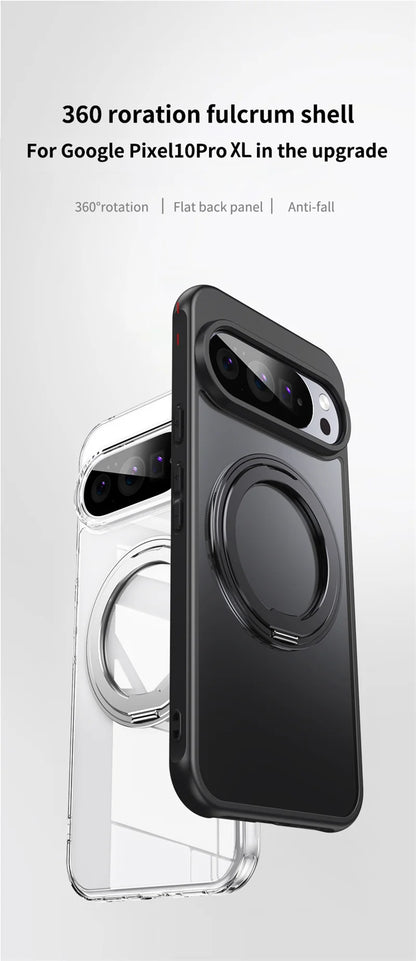 Transparent Phone Case for Google Pixel 10 Pro XL 9A 8A Protective Case Magnetic Rotate Bracket MagSafe Shock Proof Cover