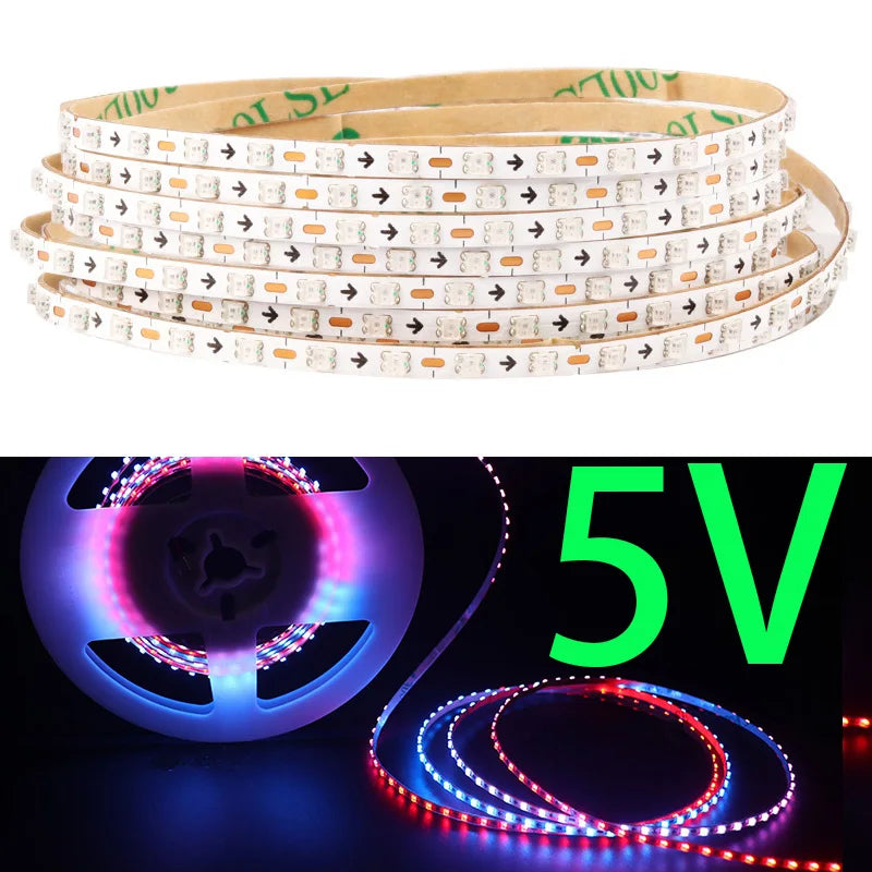 COB Smart LED Strip Light DC 5V 12V Individually Addressable 160LED Dream Colour 5mm RGB Pixel LED Tape Ribbon DIY Dimmable