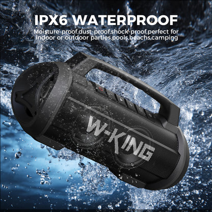 W-KING D10MIC 70W RMS Bluetooth Portable Speaker Wireless Loud IPX6 Waterproof Bluetooth Music Box with Subwoofer/Bass Boost