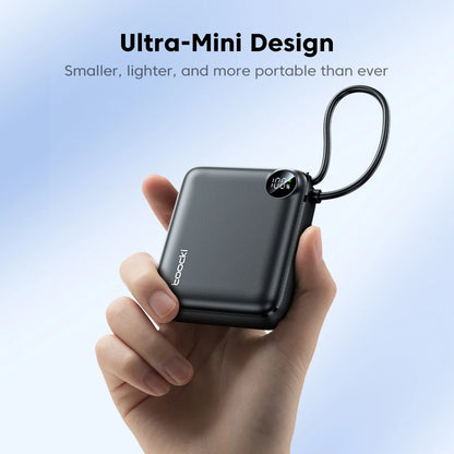 Toocki Portable PowerBank Built-in USB C Cable 10000/20000mAh PD 22.5W Fast Charging Power Bank for iPhone 16 15 14 13 Samsung