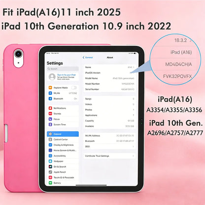 Case for iPad 10th Gen 2022 /(A16)11th Gen 2025,Auto Sleep/wake,Slim Tri-fold Stand TPU Back Protective Cover with Pencil Holder