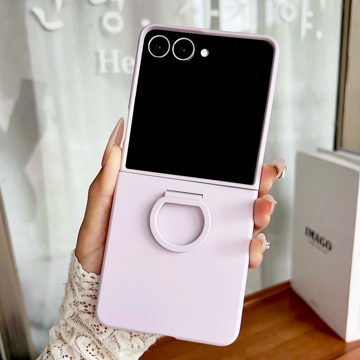 Hot Skin Feel Glass Case for Samsung Galaxy Z Flip 7 FE Fold Business Fashion Ring Hinge Protective Cover for Flip5 Flip6 Cases