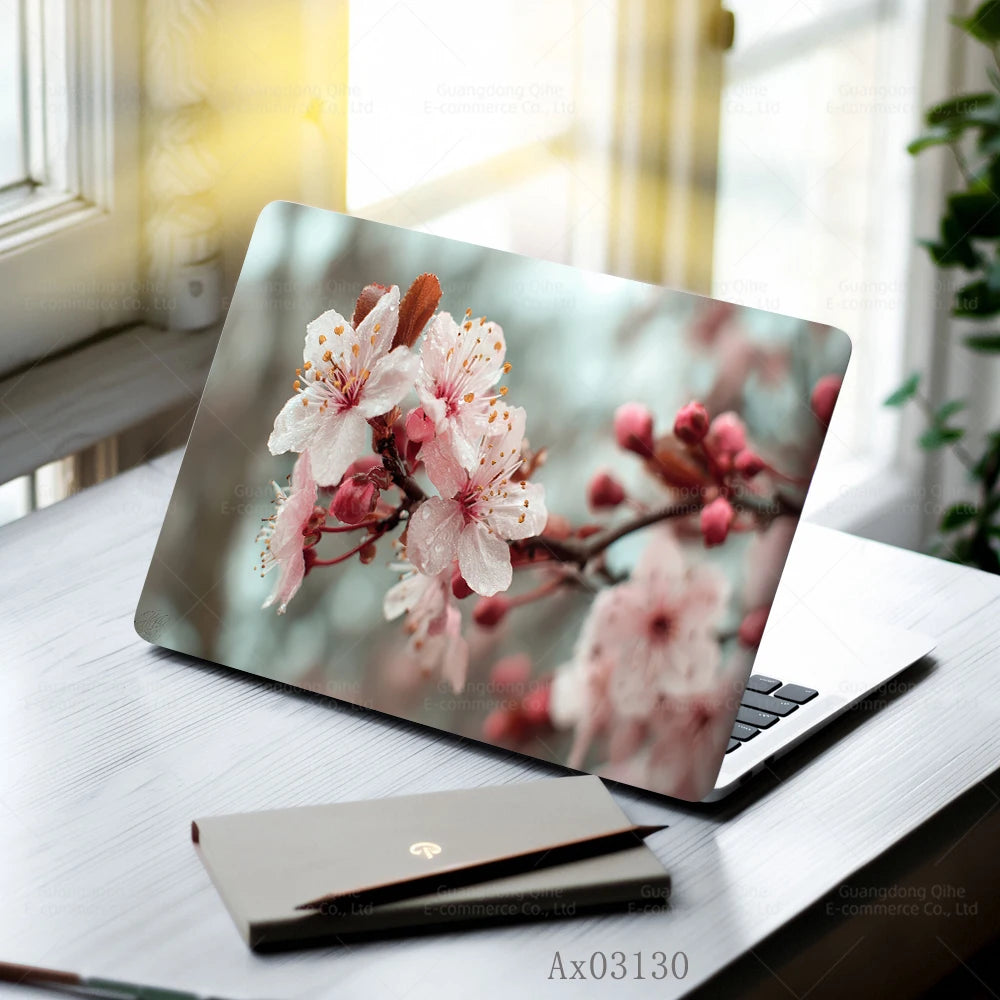 Pink Flower Laptop Stickers Self Adhesive Waterproof Anti Scratch Notebook Cover for Device Notebook MacBook Protective Skins