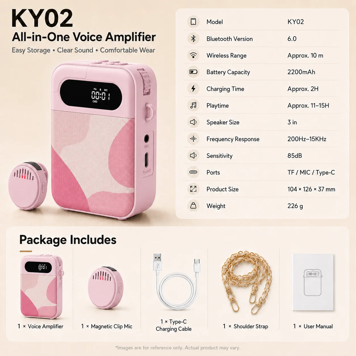 Voice Amplifier for Teachers, 20W Bluetooth 6.0 Speaker, Wireless Magnetic Clip Mic, Rechargeable for Classroom and Training