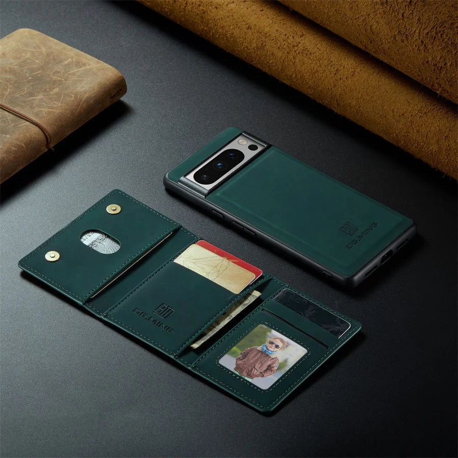 Luxury Magnetic Leather Wallet Case for Google Pixel 8 Pro 7 7A 6 6A Fold Pixel8 Pixel7 Kickstand Money Credit Card Holder Cover
