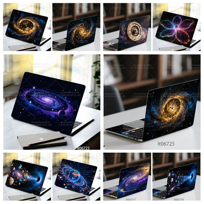 2PCS Galaxy Planet Laptop Skin Sticker, Space Black Hole Universe Design Decal Cover for Macbook HP Dell Lenovo 11-17 inch