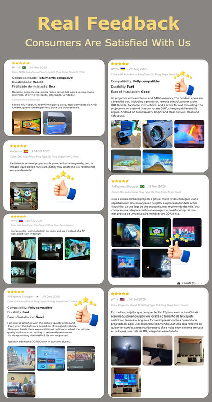 XIWBSY 64GB Google TV Projector 4000ANSI Offline Cinema Beamer 4K HD Video Projector Android 14.0 Sealed Optical Projector
