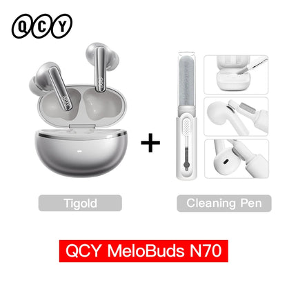 QCY HT18 MeloBuds N70 Wireless Earphones Bluetooth 6.0 Hi-Res with LDAC Audio Earbuds Hybrid ANC Dual Driver Headsets 50Hrs IPX5