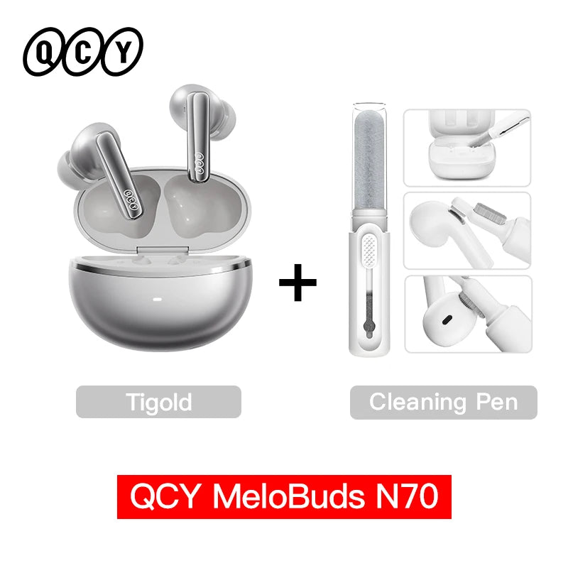 QCY HT18 MeloBuds N70 Wireless Earphones Bluetooth 6.0 Hi-Res with LDAC Audio Earbuds Hybrid ANC Dual Driver Headsets 50Hrs IPX5