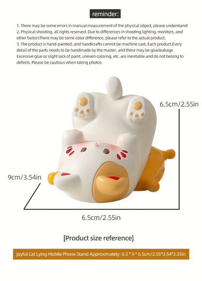 Cute Cartoon Cat Desktop Ornaments Phone Stand Creative Desk Decor for Office Home Kawaii Cat Glasses Storage Holder