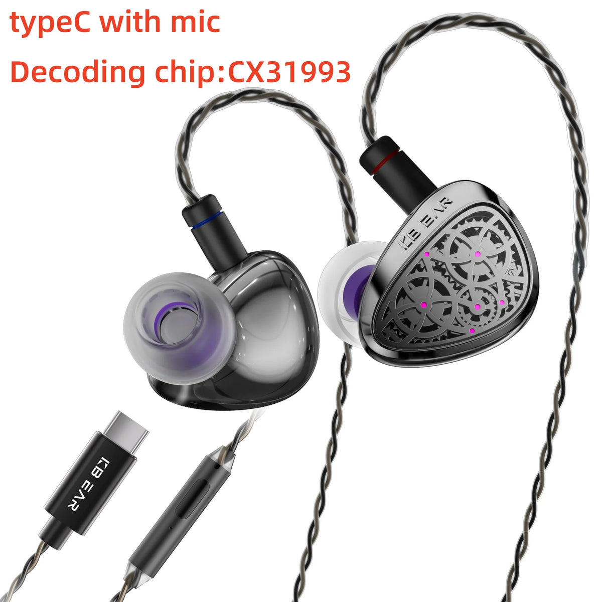KBEAR Tourbillon-Pro TB-PRO In-Earphone 10mm DD High Resolution TypeC HIFI Wired Earbuds PU+PEEK+DLC Composite Diaphragm