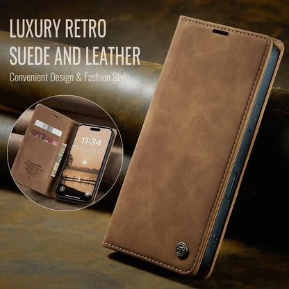 Leather Case For iPhone 17 16 15 14 13 12 11 18 Pro Max Air 16E X XR XS Max SE 2020 6 6s 7 8 Plus Luxury Magnetic Phone Cover