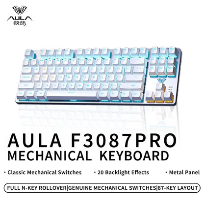 AULA F3087 Pro/F3087 Mechanical Keyboard 75% Layout Backlight Wired Full Key No Punch for Office E-Sport Gaming Keyboard