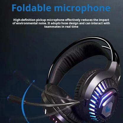 AULA S605 Wired Gaming Headset 50mm Driver Dual 3.5mm+USB RGB Bass for PC/Laptop/PS4/Over-Ear Headphones