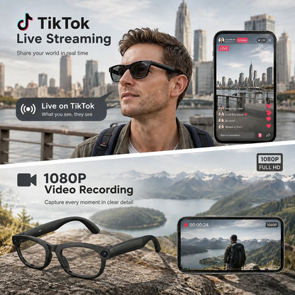 TOP1 Smart Glasses with Camera 13MP HD Video Live Streaming&Photo Capture Recording Glasses With ChatGPT Translation Men Women