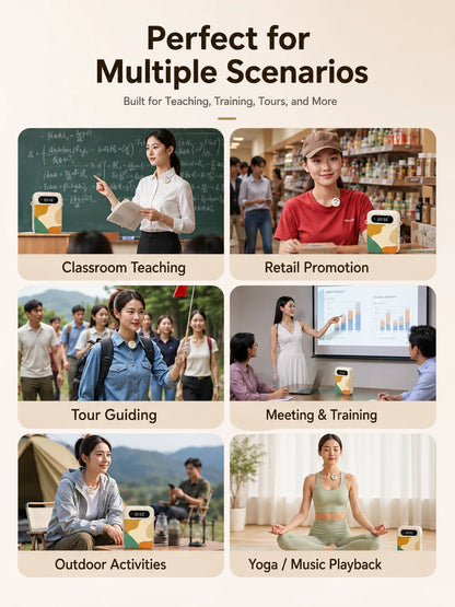 Voice Amplifier for Teachers, 20W Bluetooth 6.0 Speaker, Wireless Magnetic Clip Mic, Rechargeable for Classroom and Training