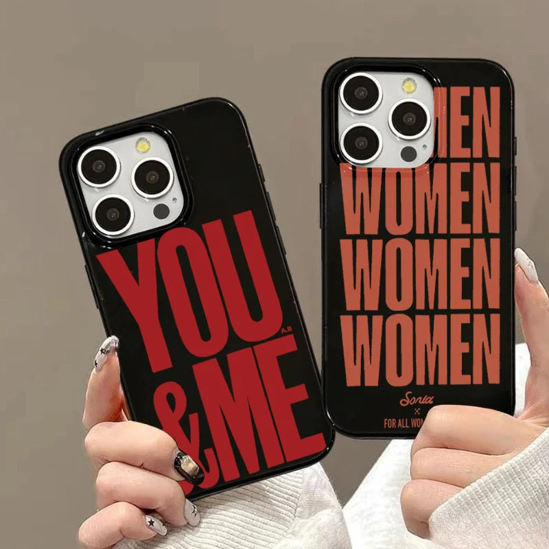 Fashion Simple Letter Women Phone Case For iPhone 16 Plus 15 14 13 12 11 Pro Max 16E XR X XS Max 7 8 Plus Shockproof Soft Cover