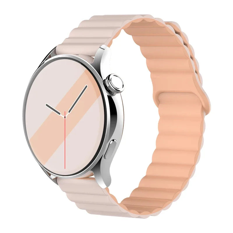 Magnetic Loop For Samsung Galaxy watch 7/6/5 pro/4/Classic/active 2 20mm 22mm band Silicone link bracelet huawei GT 2-3-4 strap