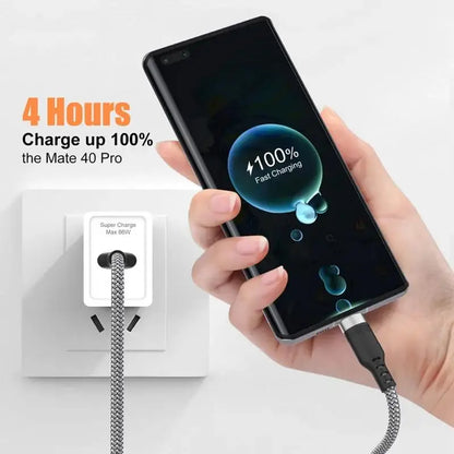 USB A to Type C Charging Extended Cable 6A Fast Charger Nylon Data Cable 1/3/5/8m For iPhone Samsung Type USB C Charging Device
