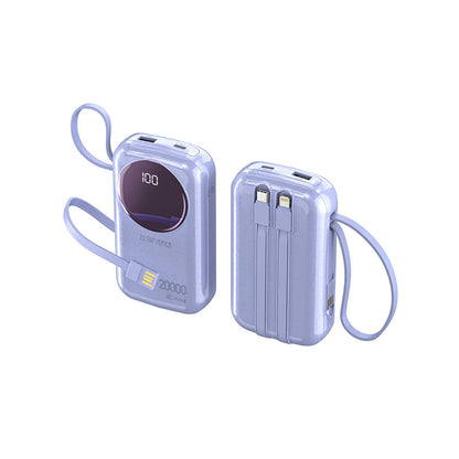 CCC Certified 20000mAh Mini Power Bank, 22.5W PD Fast Charging Built-in Cable, Portable Charger for iPhone Samsung Airplane Safe