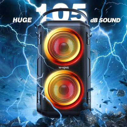 W-KING T9-2 80W RMS Party Portable Speakers Bluetooth Wireless Boombox with 4 Drivers (2*4.04'' Woofer), Huge 105dB Sound Large Party Box