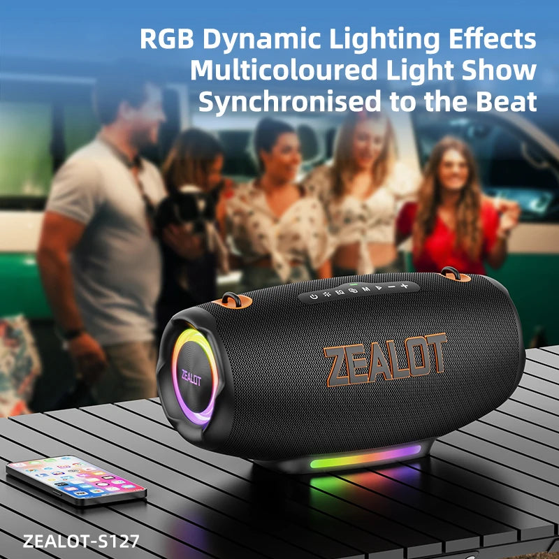 ZEALOT S127100W Powerful subwoofer Portable wireless speaker,24000mAh Battery,RGB Light,Great for Gift-Giving Birthday/Christmas